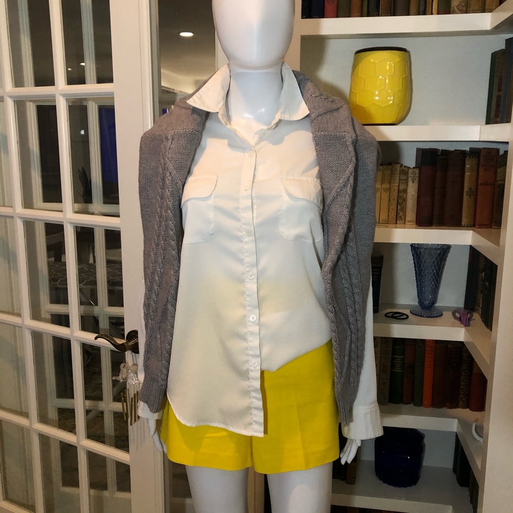 Zara Bright Yellow Side Zipper Shorts